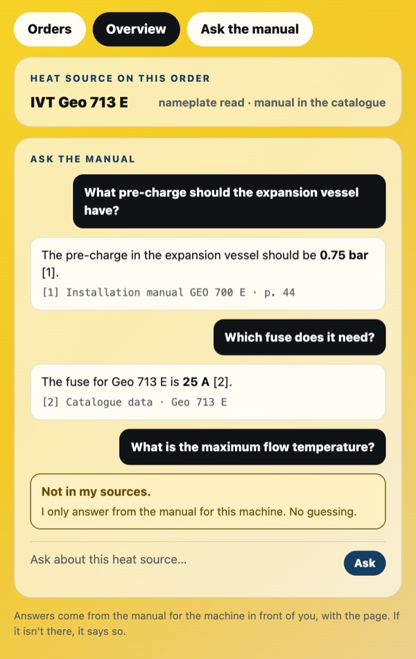 Questions answered from the manual with page references