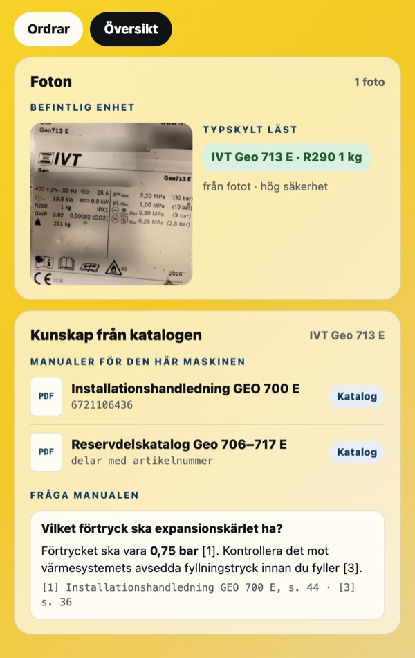 Typskylt läst och modellen identifierad